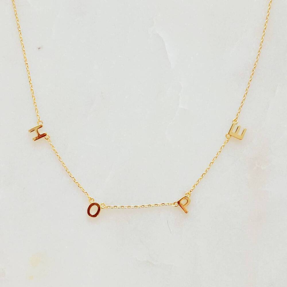 NEW ELLISON+YOUNG women's hope dainty minimalist word necklace in gold